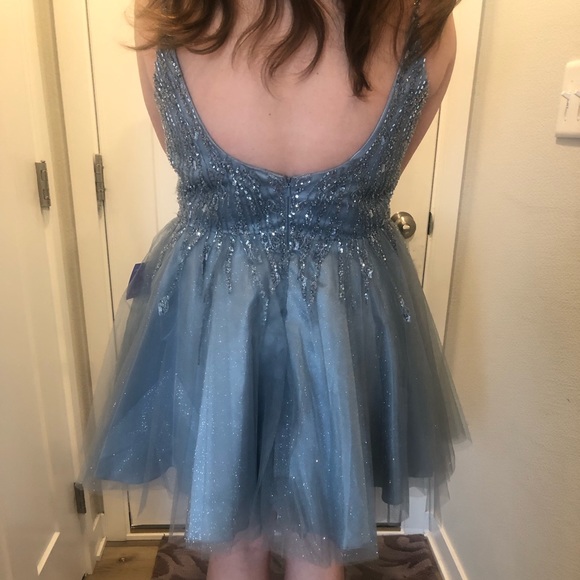 Layered Tulle A-Line Embroidered Bodice Short Cocktail Dress & Homecoming Dress - Picture 8 of 9